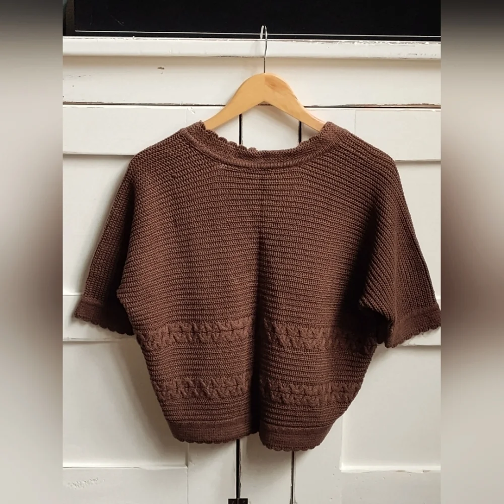 westbound petites Brown Knit Women's Sweater Cardigan Shrug | Short Sleeve | Sm
